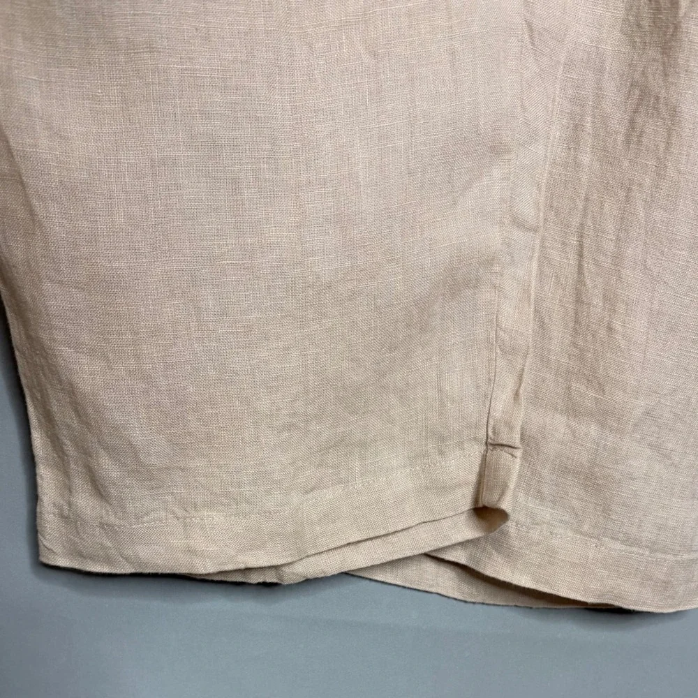 Quince 100% European Linen Pants M Driftwood Beige Wide Leg Cropped Coastal